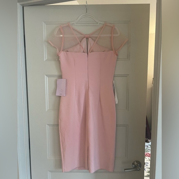 NWT JS Collections Pink Shift dress with sheer mesh/tulle top - Picture 5 of 9